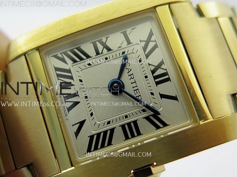 Tank Francaise Ladies 21.2mm YG 8848F 1:1 Best Edition Silver Dial on YG Bracelet Ronda Quartz V2
